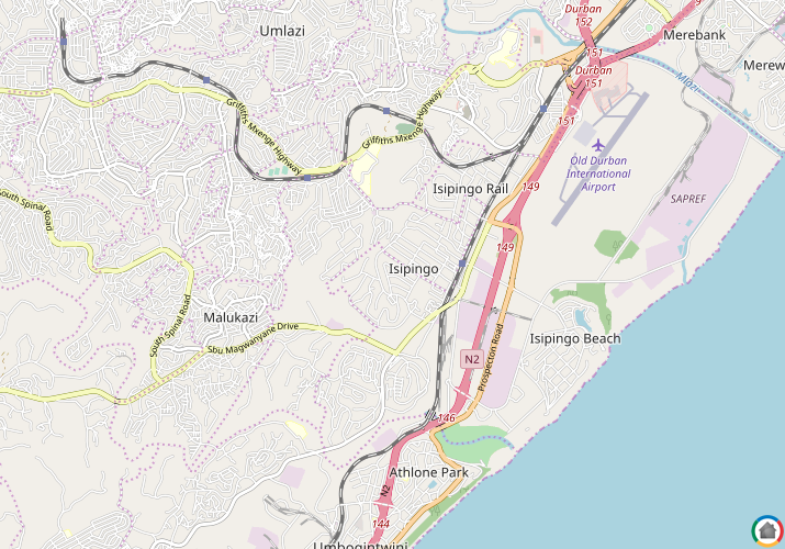 Map location of Isipingo Hills